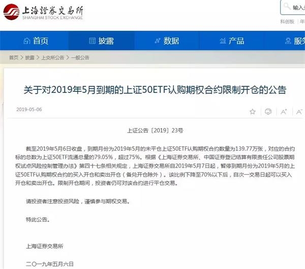 上证50ETF期权限制开仓_上交所公告期权暂停开仓_卖出认购期权开仓后