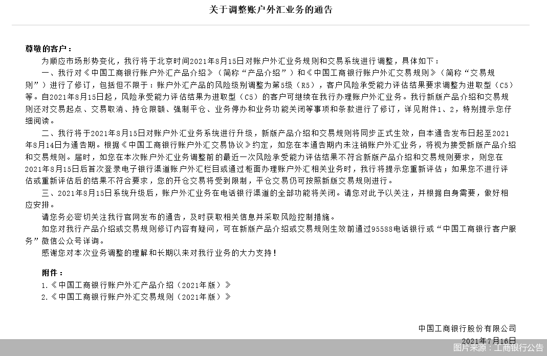 图片来源:工商银行公告